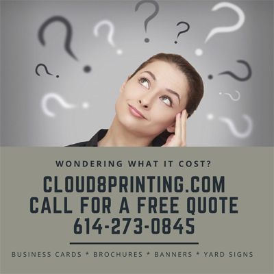 Free Quotes get cheap printing brochures, busiiness cards, postcards and yard signs. Cloud 8 Printing